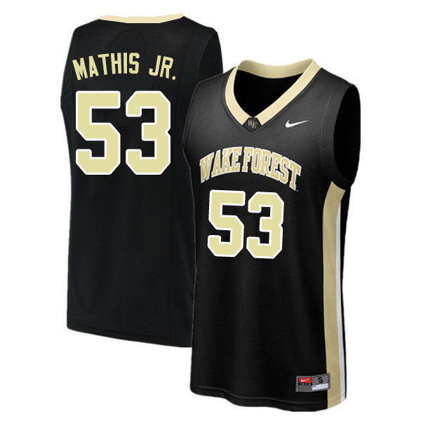Men #53 Anthony Mathis Jr. Wake Forest Demon Deacons College Basketball Jerseys Sale-Black